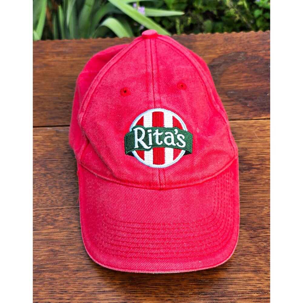 Vintage Rita’s Ice Custard Y2K Cap Happiness Red Strapback Baseball Hat
